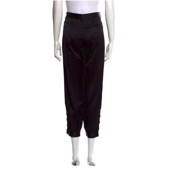 NWT! Nili Lotan 8 Slouchy Silky Bertina Pants $395 Pockets Ankle Buttons Black - Picture 6 of 9